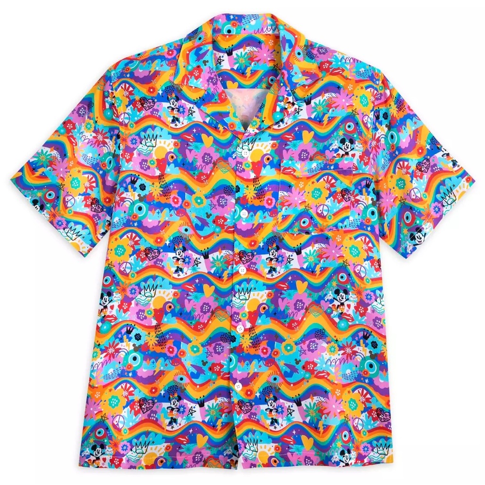 NWT Disney Mickey Mouse and Minnie Mouse Woven Shirt Pride Collection